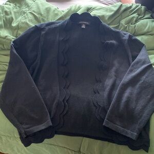 Black Nina Leonard Scalloped Bolero Shrug Sweater